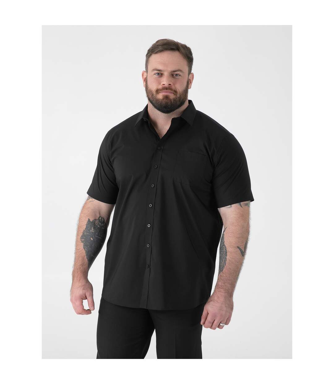 D555 Chemise Unie Manches Courtes Lucas Homme Noir Duke-4