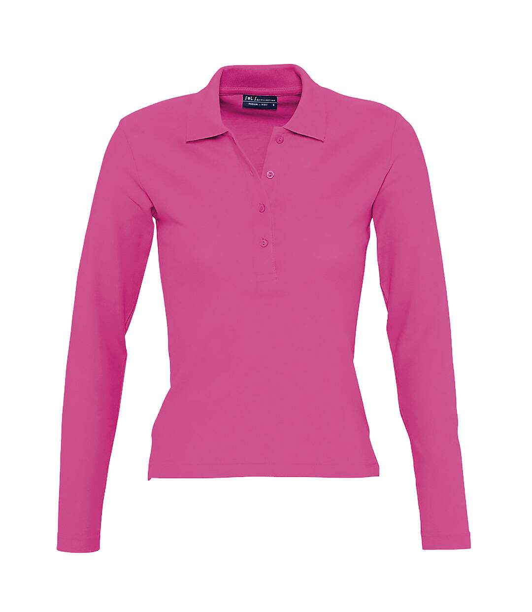 SOLS Womens/Ladies Podium Long Sleeve Pique Cotton Polo Shirt (Flash Pink) - UTPC330