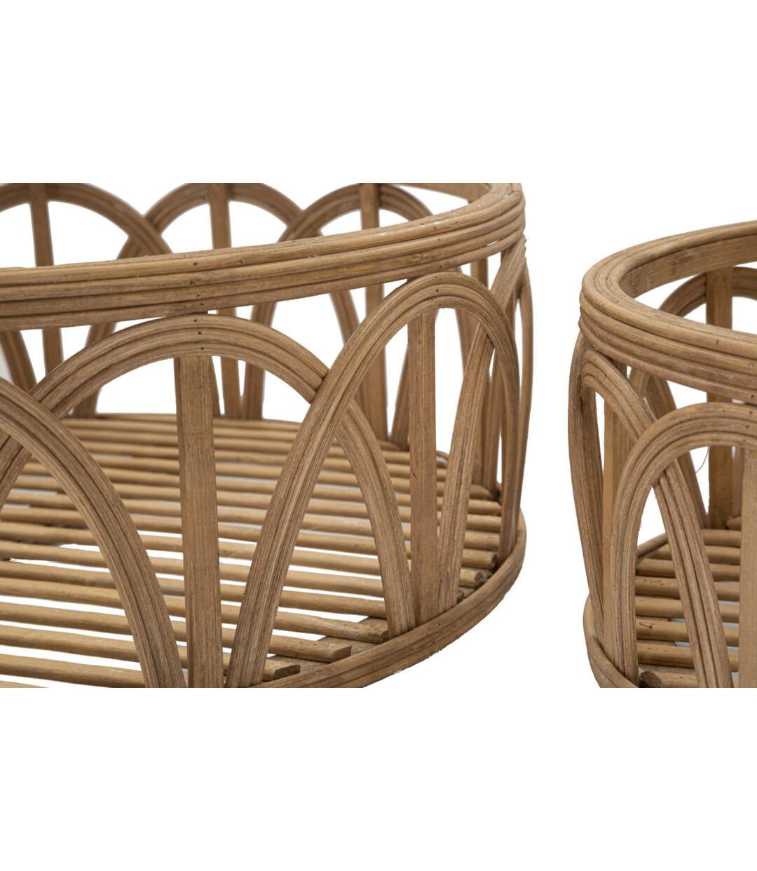 Lot de 3 Plateaux Décoratifs en Rotin Fuji 50cm Naturel-3