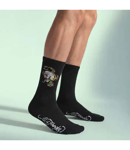 5 Pack Mens Crew Socks Skull Pattern Soft Breathable Casual Socks