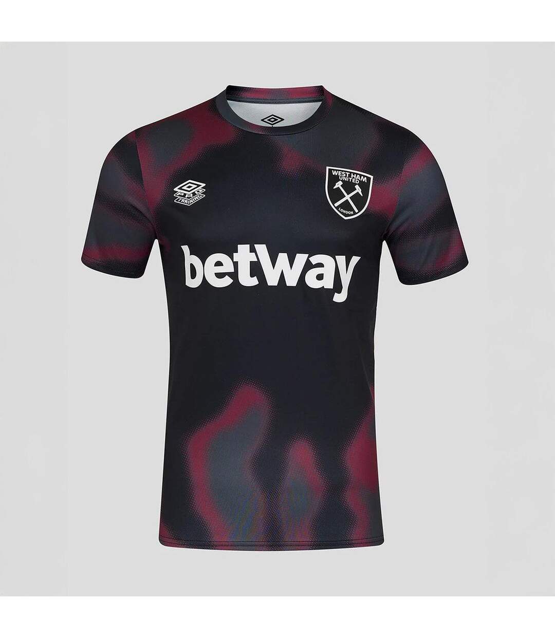 Mens 24/25 west ham united fc warm up jersey black/new claret/carbon Umbro-1