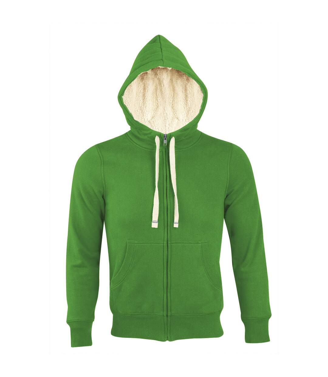 Sweat shirt capuche zippé doublé fourrure sherpa - 00584 - vert-2