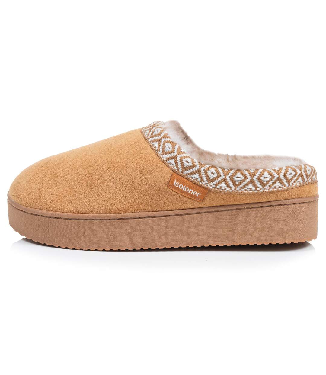 Isotoner Chaussons Mules femme suédine à semelle compensé de 3,5 cm, confort-3