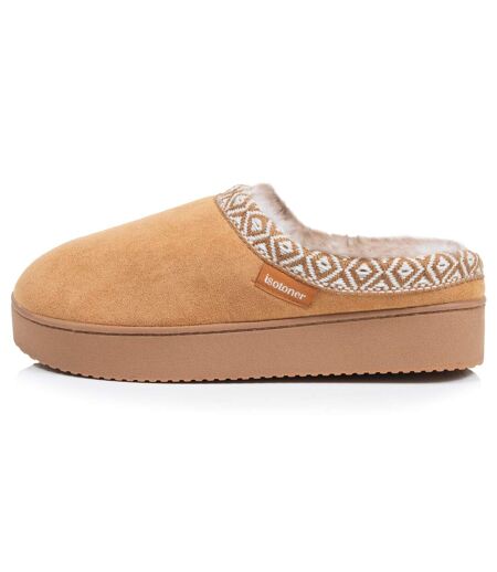 Isotoner Chaussons Mules femme suédine à semelle compensé de 3,5 cm, confort