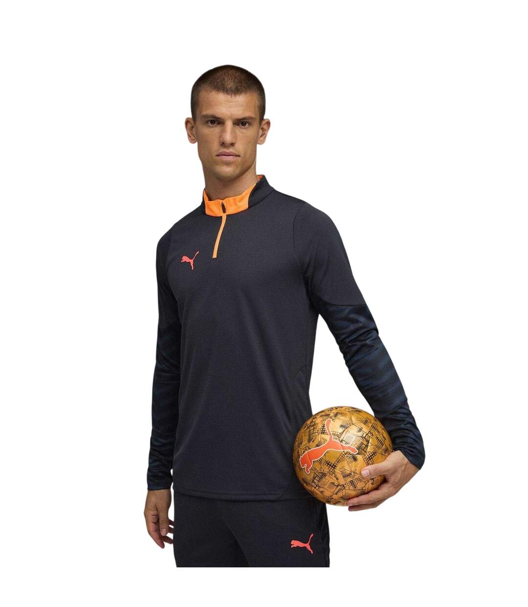 Mens Individual Cup Drill Top Navy Blue Orange Puma-4