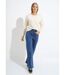 Pull moelleux col rond fleurs brodées-3
