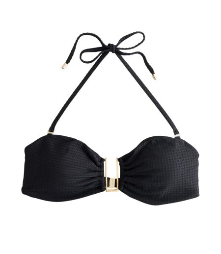 Womens/ladies Bar Tie Up Bikini Top Black Ted Baker