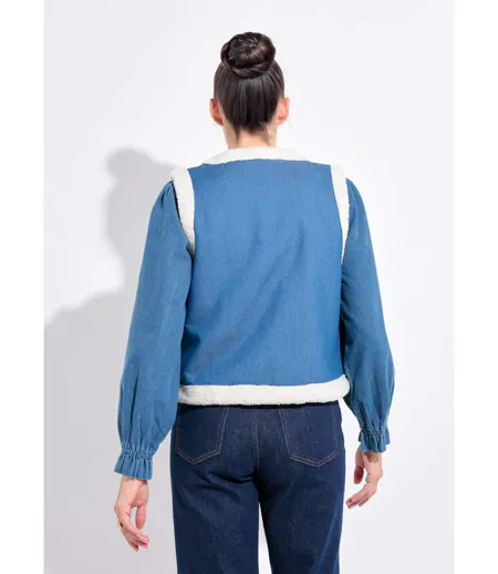 Gilet berger denim façon mouton retourné