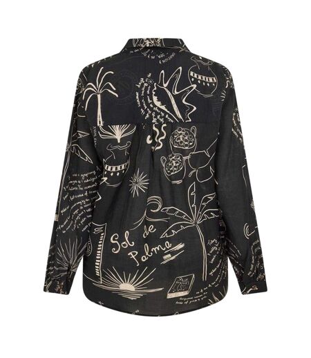 Womens/ladies Palma Miley Lyocell Long-sleeved Shirt Black White Never Fully Dressed