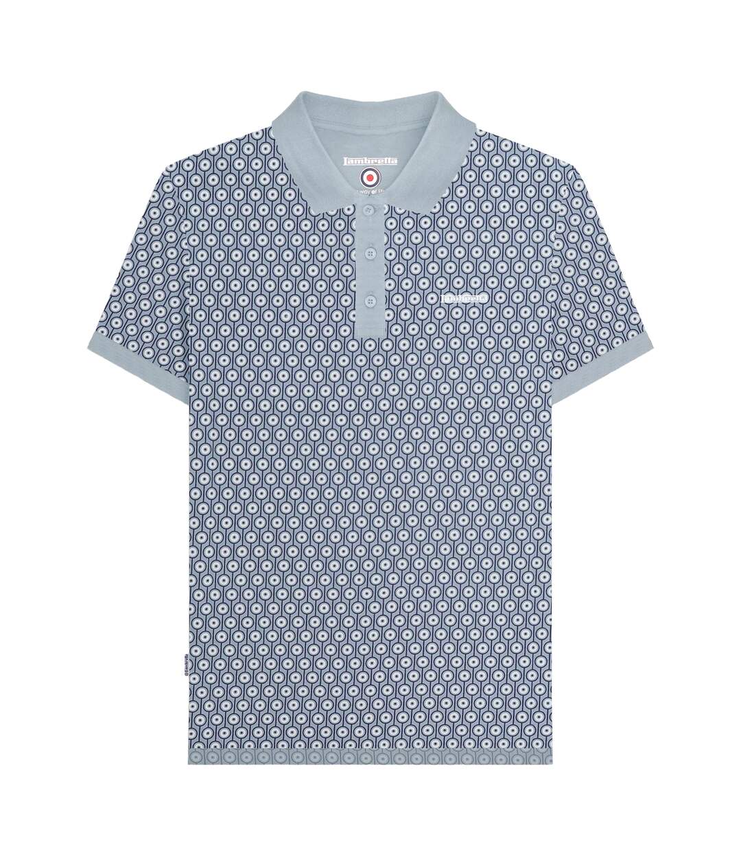 Mens Aw24 Geometric Polo Shirt Dusky Blue Lambretta-2