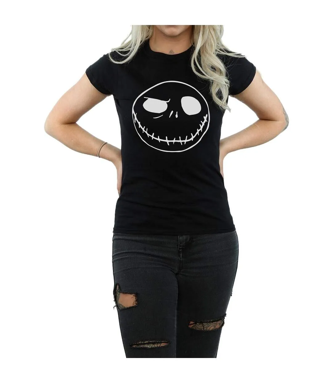 Disney T-shirt en coton Womens/Ladies Nightmare Before Christmas Jack's Big Face (Noir) - UTBI35527-3