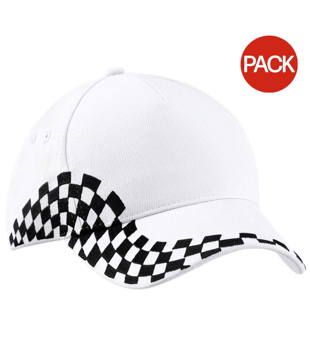 Lot de 2  casquettes à carreaux adulte blanc Beechfield-1