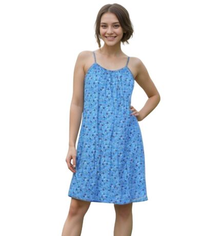 Robe d'été à  bretelles fines - Mi-longue - Bleu roi - Style ample  -  Décontractées et les sorties estivales