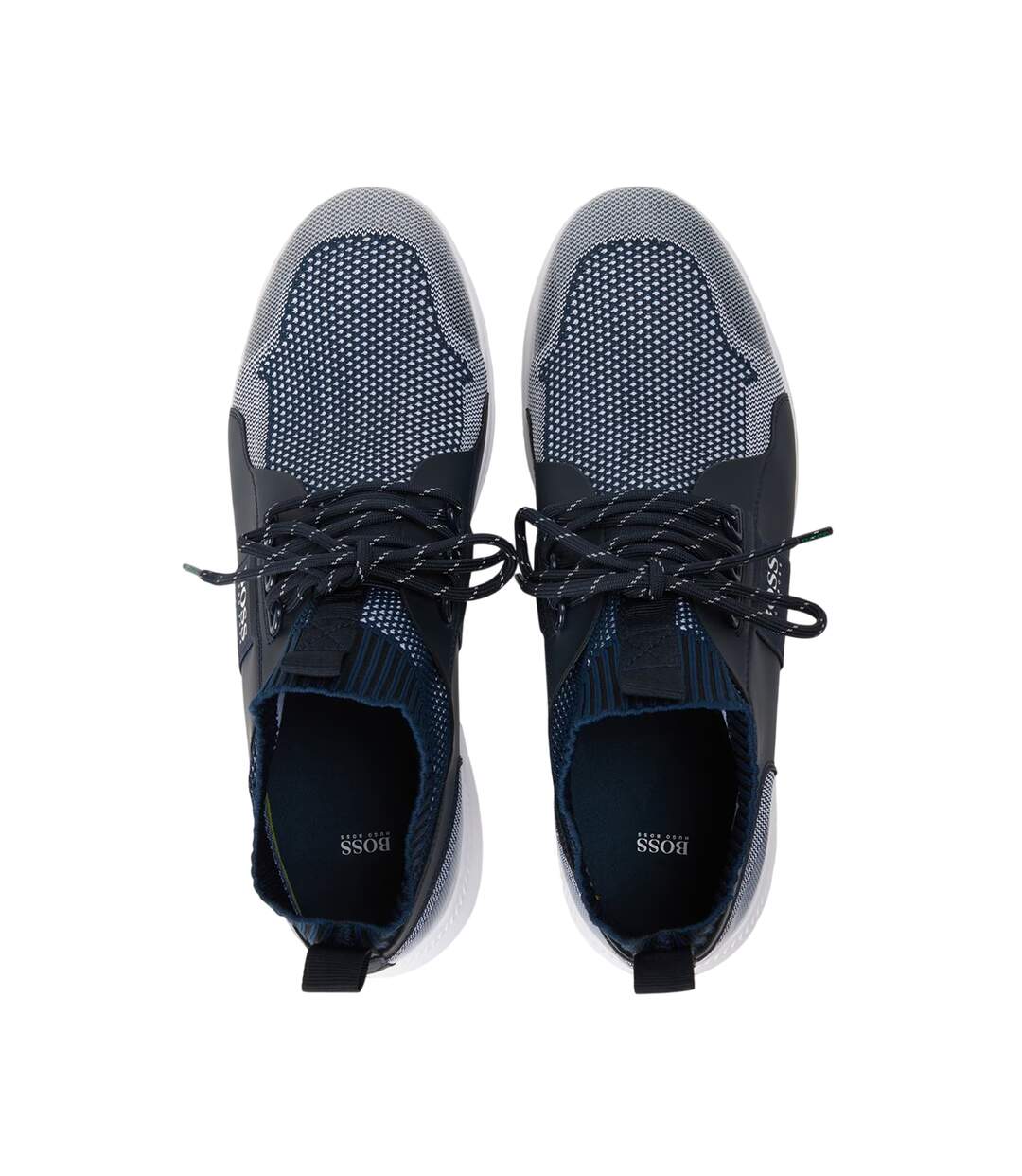 Mens Monk Knitted Sock Trainers Dark Blue Boss-4