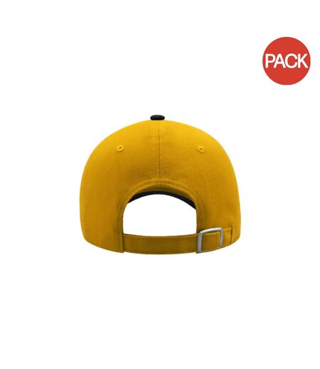 Atlantis Liberty Sandwich Heavy Brush Cotton 6 Panel Cap (Pack of 2) (Yellow/Navy) - UTAB433