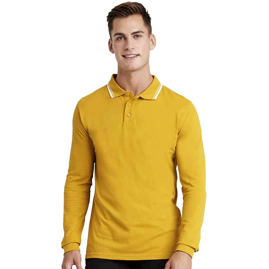 Polo homme moutarde / blanc Awdis-3