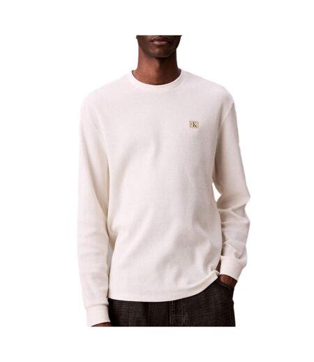 Sweat blanc homme calvin klein jeans waffle badge - l