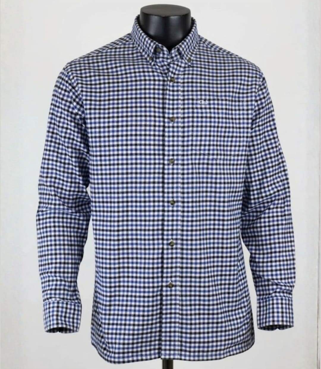 CHALLENGER CH2022 — Chemise à carreaux manches longues bleue : chaleur en Coton gratté et coupe confort-3
