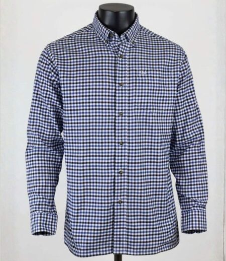 CHALLENGER CH2022 — Chemise à carreaux manches longues bleue : chaleur en Coton gratté et coupe confort