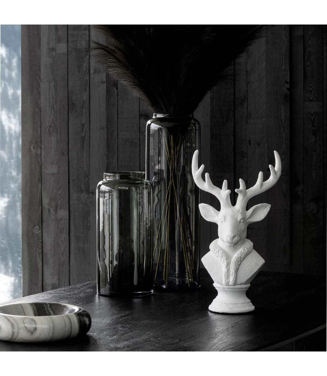Tête de Cerf en Résine Courchevel 38cm Blanc-4