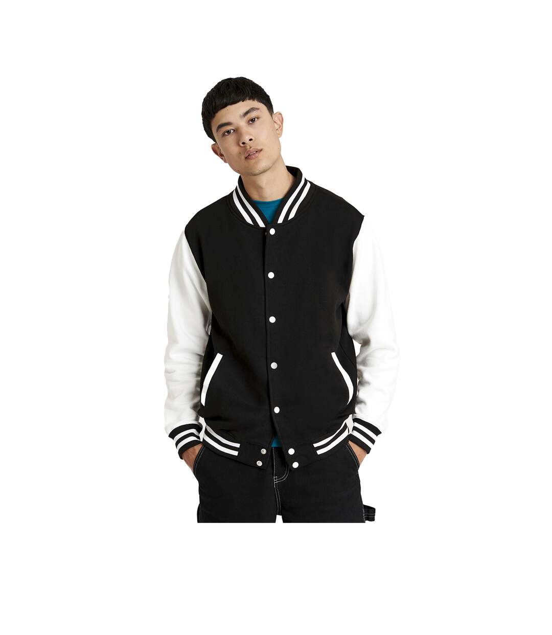 Blouson d´université adulte noir vif / blanc Awdis