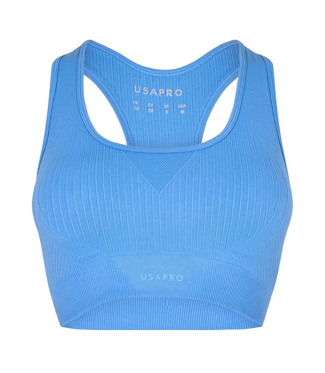 Brassière De Sport Motif/style Côtelé Femme Bleuet USA-3