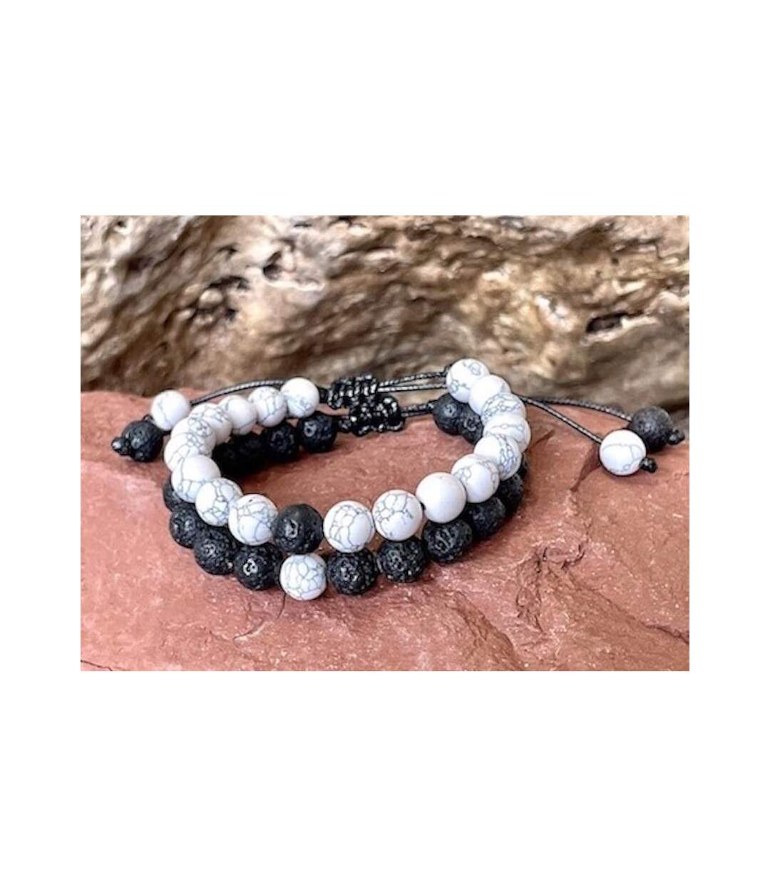 Bracelet distance en Howlite et basalte-4