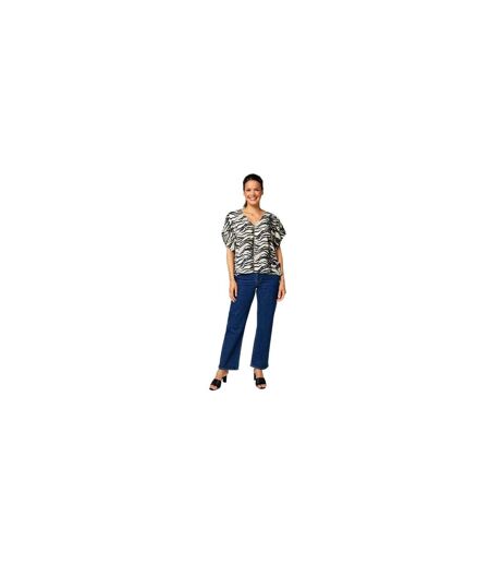 Womens/ladies Zebra Print Zip Front Top Black White Biba