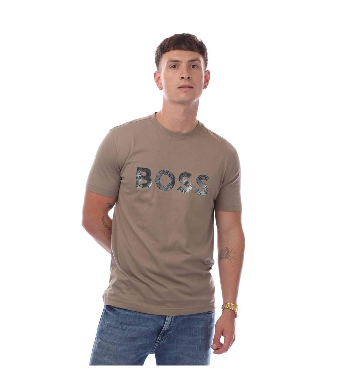 T-shirt Style Logo Homme Vert Hugo Boss-2