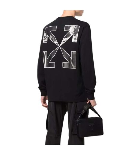 T-shirt Manches Longues Homme Noir Rose Off-White