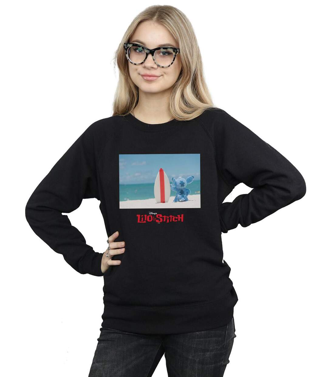 Disney - Sweat LILO AND STITCH SURF BEACH - Femme (Noir) - UTBI13059-2