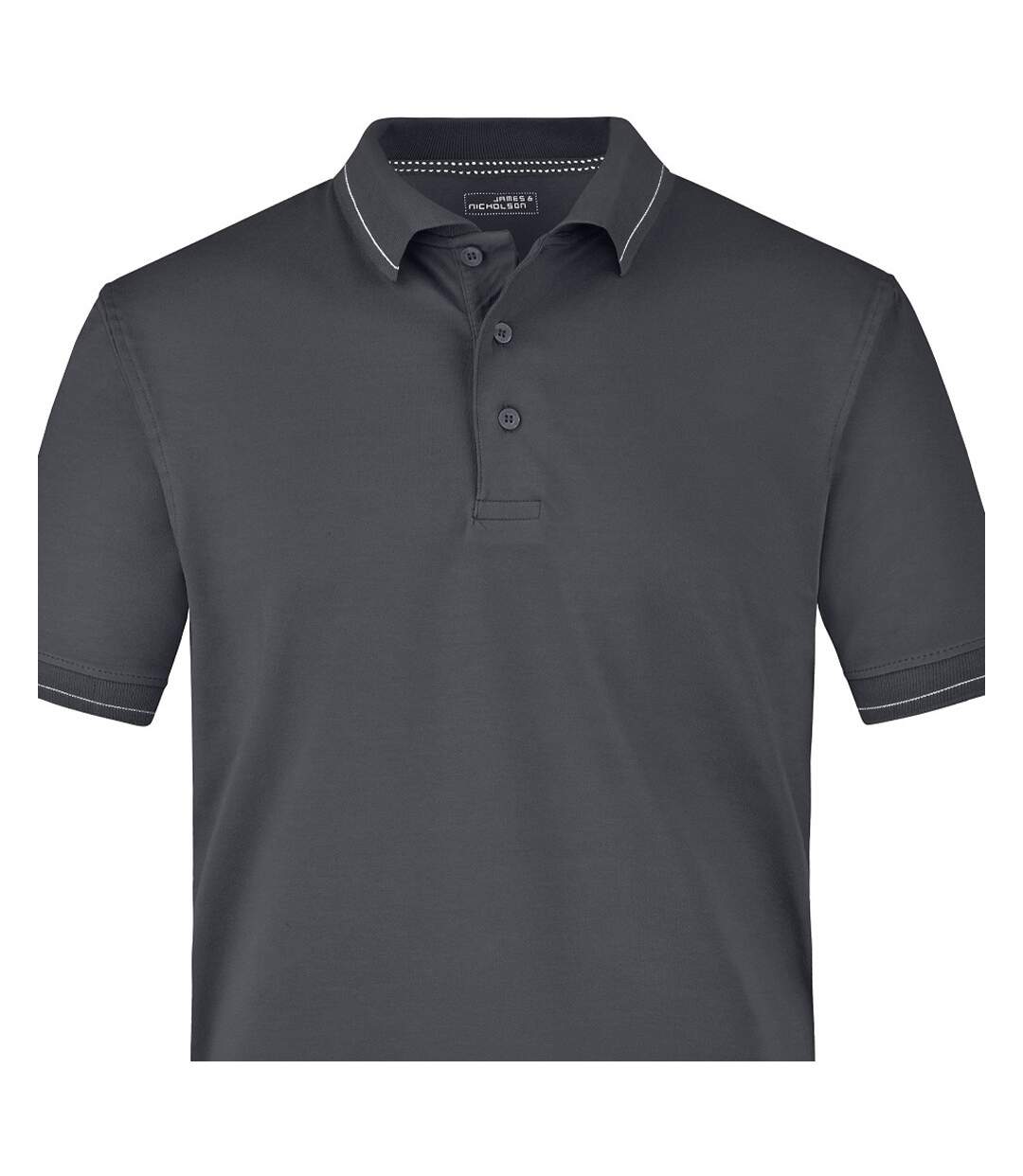 Polo Homme Graphite Blanc Uni James And Nicholson-2