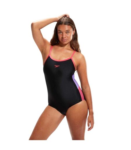 Maillot De Bain 1 Pièce Dos Nageur Dive Femme Noir Lilas Speedo