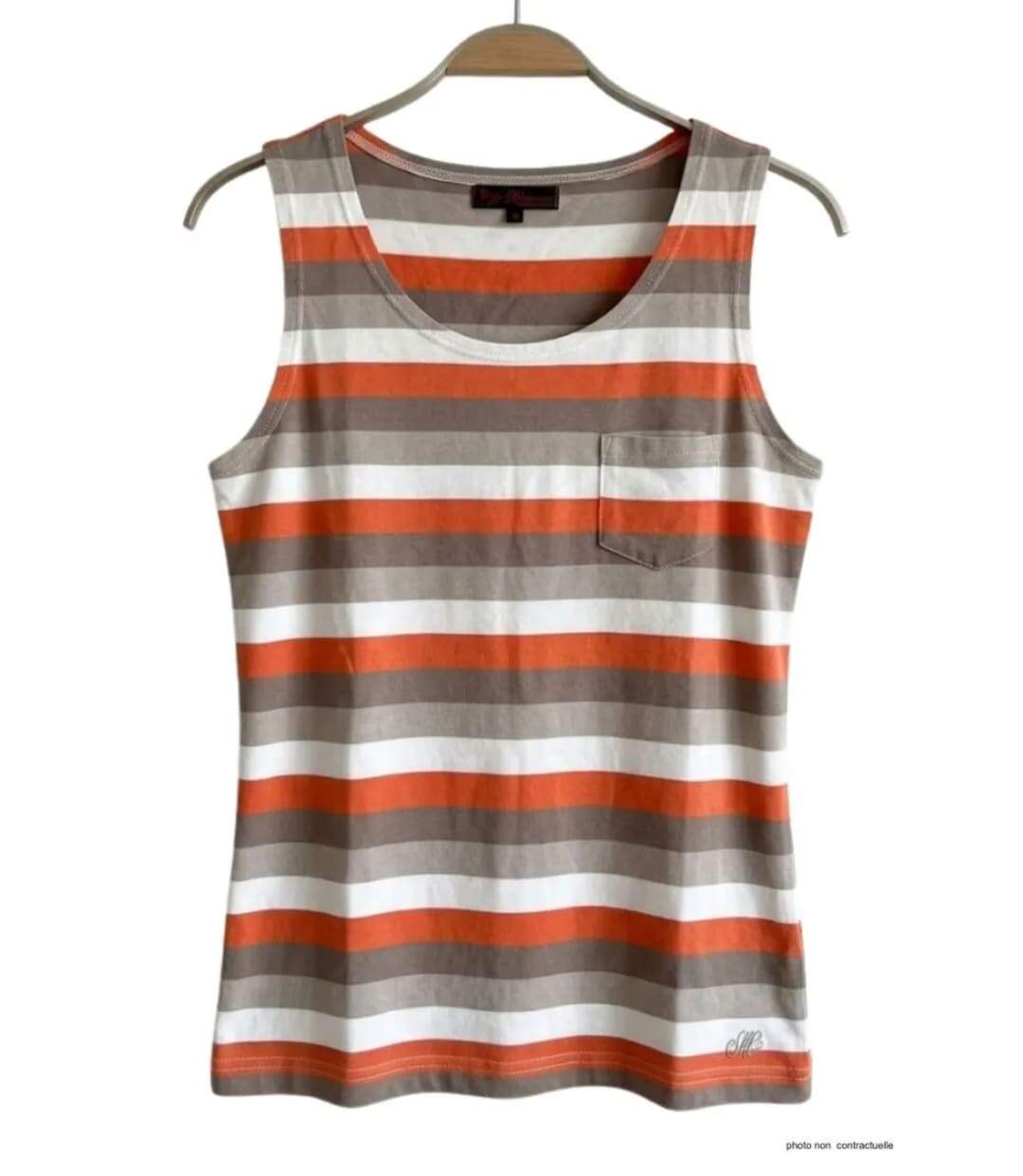 MAYFLOWER DONUT1 — Débardeur taupe / orange femme coton : le confort d'un style casual dynamique-2
