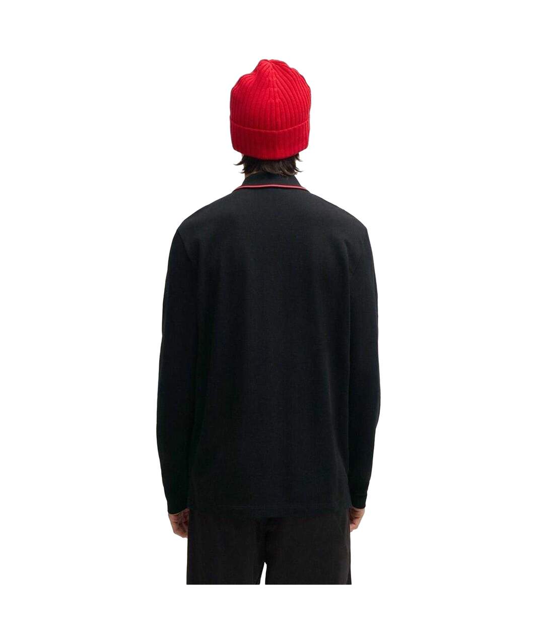 Mens Derriko Long-sleeved Polo Shirt Black Hugo-3