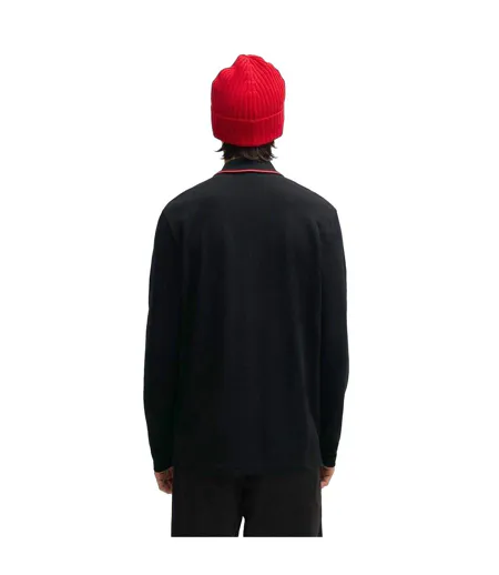 Mens Derriko Long-sleeved Polo Shirt Black Hugo