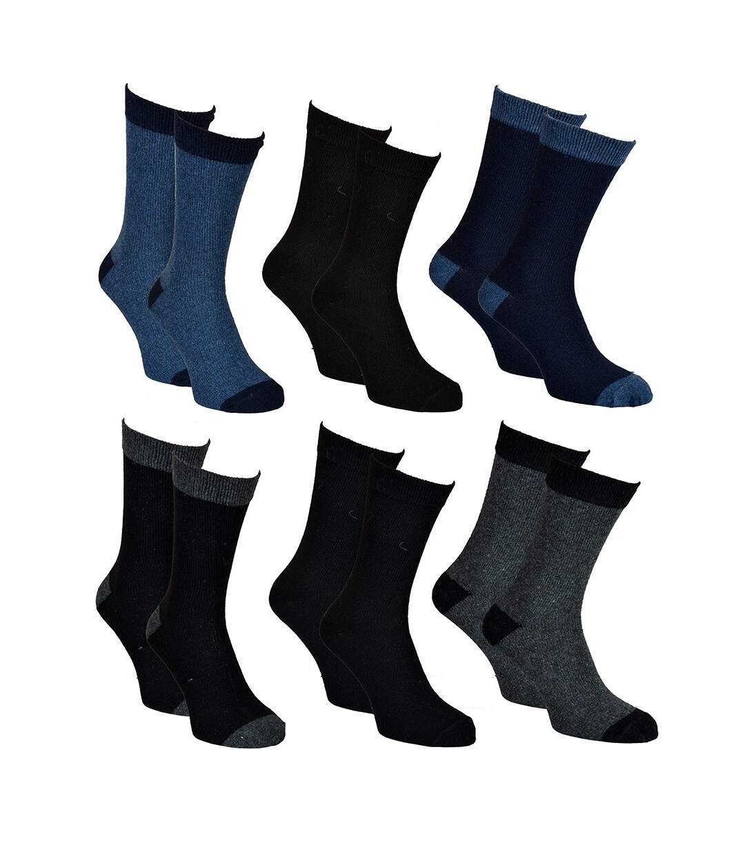 Chaussettes Homme Avec Laine Vendues en Pack Confort et Chaleur Pack de 6 Paires Assorties