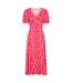Womens/ladies Como Flowers Midi Dress Coral Mountain Warehouse-2