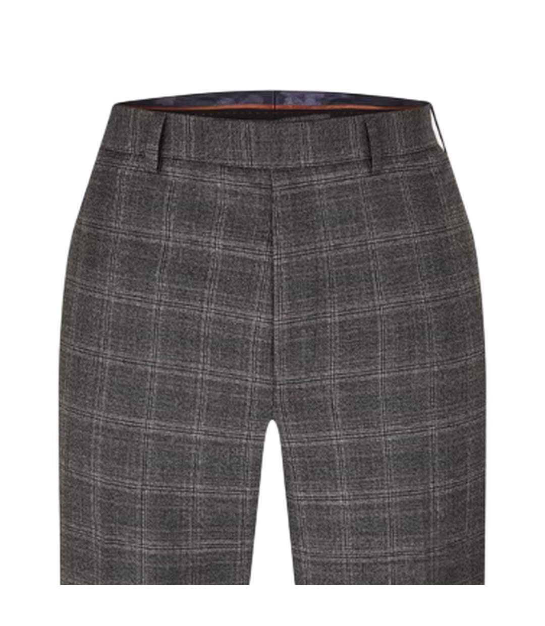 Mens Plaid Straight Trousers Grey Ted Baker-4
