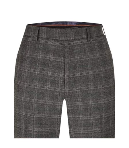 Mens Plaid Straight Trousers Grey Ted Baker