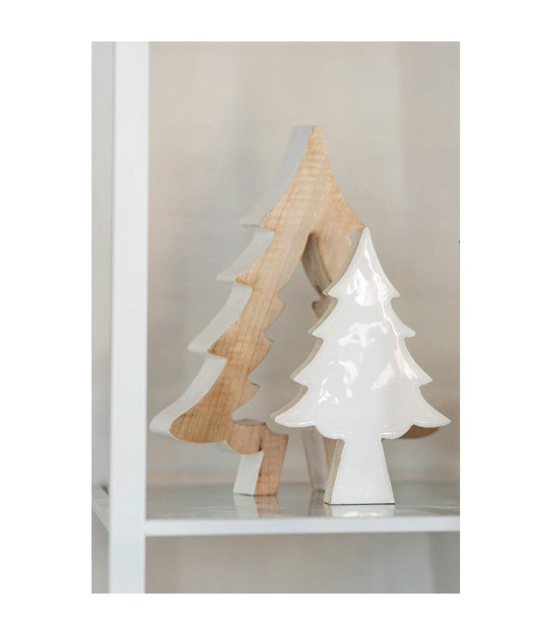 Sapin de Noël à Poser Puzzle 30cm Blanc & Naturel-2