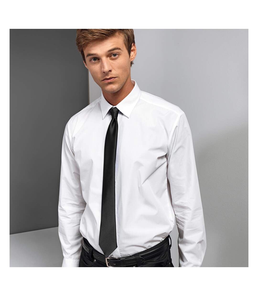 Premier Colors Mens Satin Clip Tie (Black) (One Size)