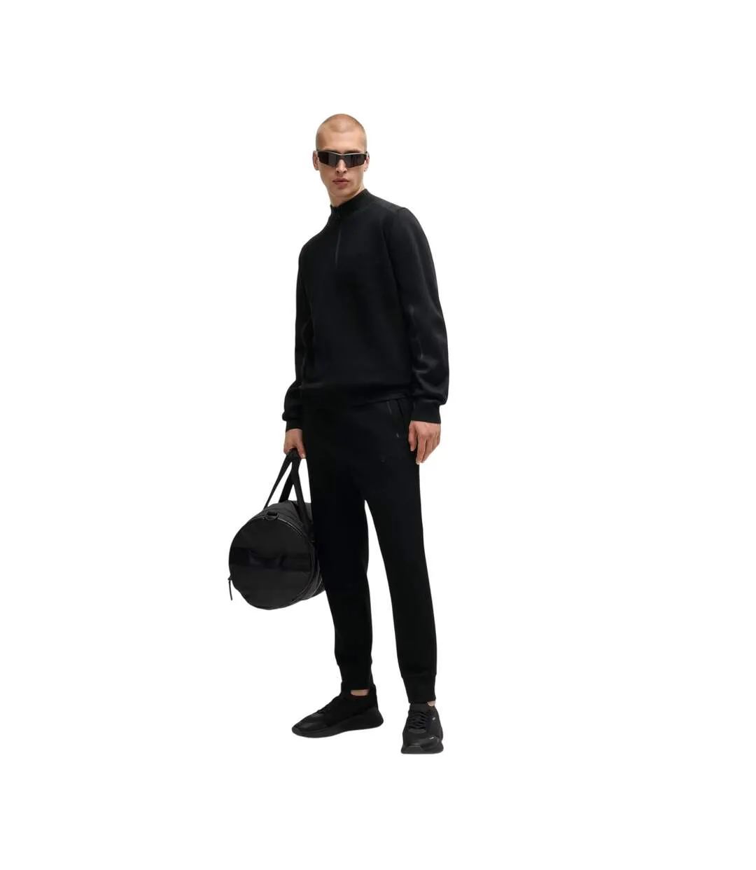 Mens Zhine Regular Long-sleeved Jumper Black Boss-4