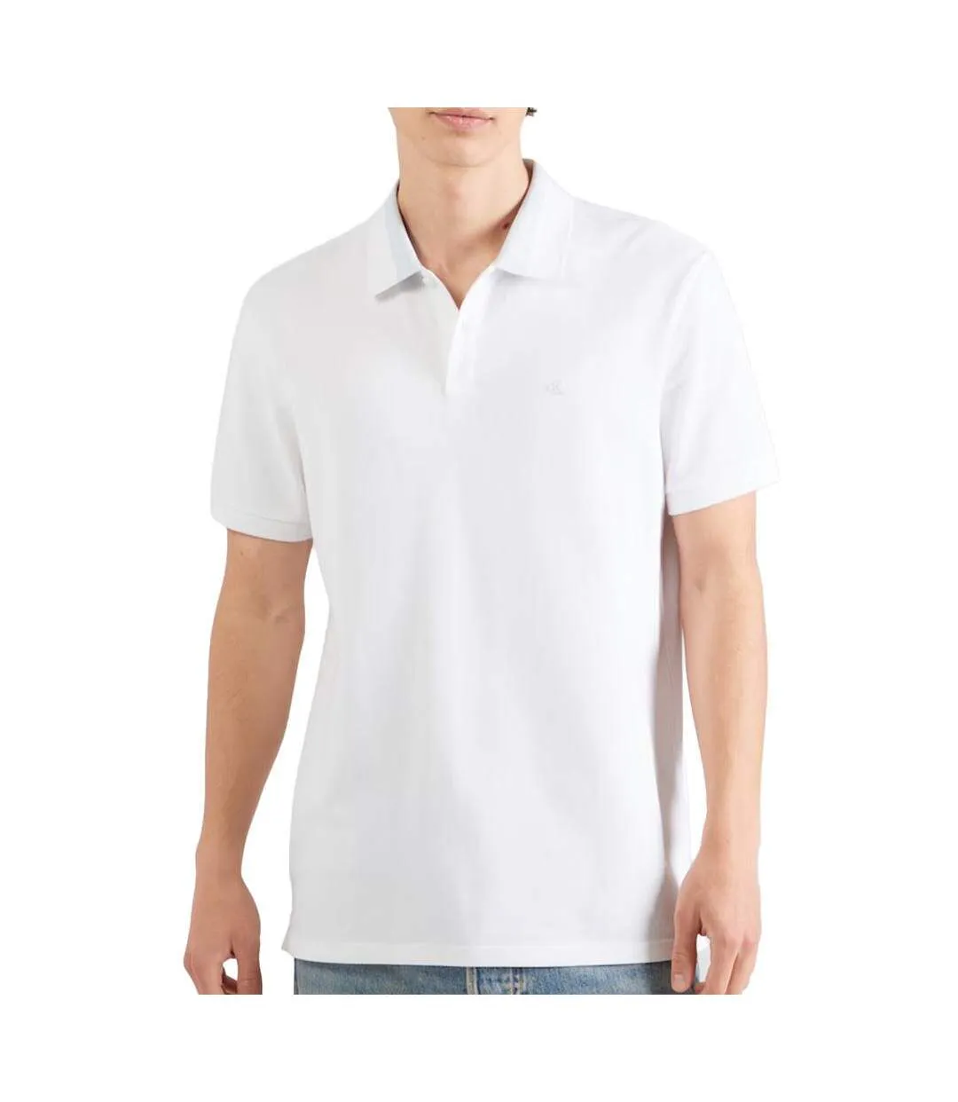 Polo blanc homme calvin klein jeans casual pique-1