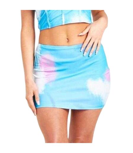 Womens/ladies Tie Dye Mini Skirt Blue Missy Empire