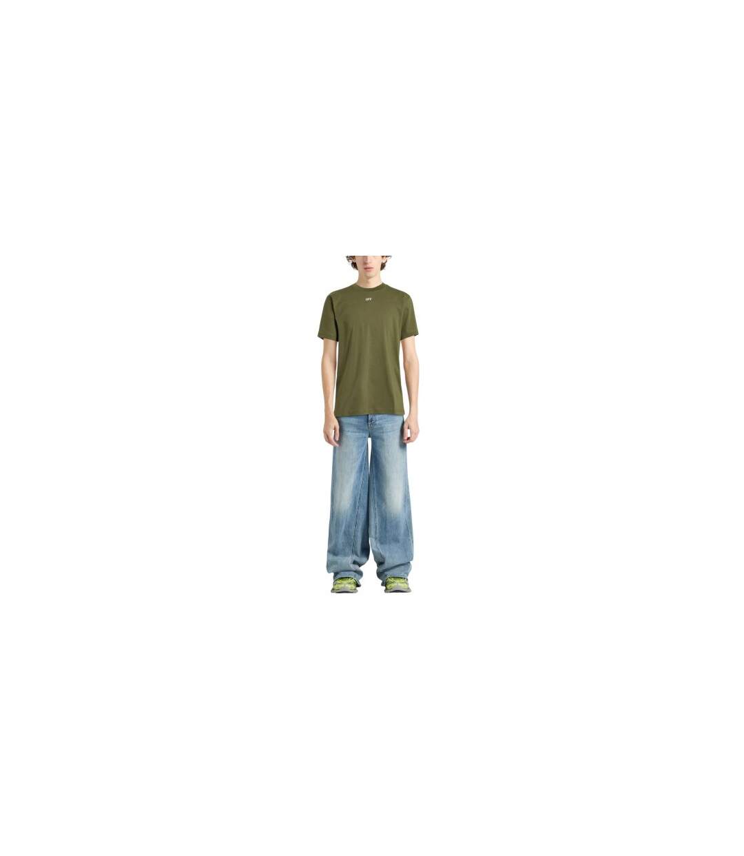 T-shirt Off Stamp Homme Blanc Vert Mousse Off White-1