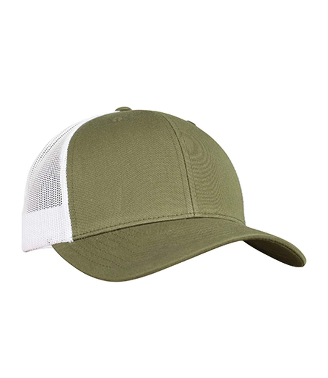 Casquette Trucker Motif/style Rétro Kaki Foncé Blanc Flexfit-2