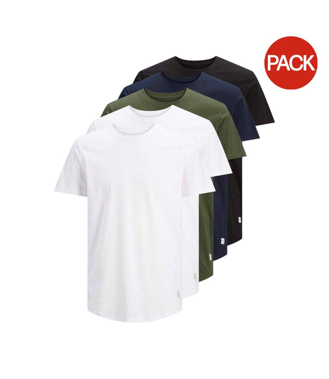 Pack Of 5  Mens Noa Crew Neck T-shirt  White Black Navy Forest Jack And Jones-2
