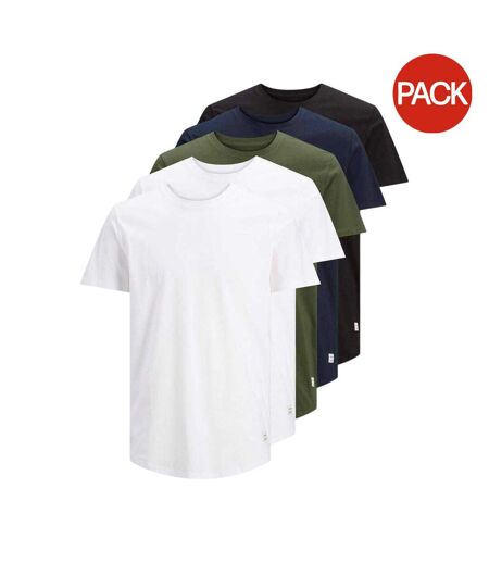 Pack Of 5  Mens Noa Crew Neck T-shirt  White Black Navy Forest Jack And Jones