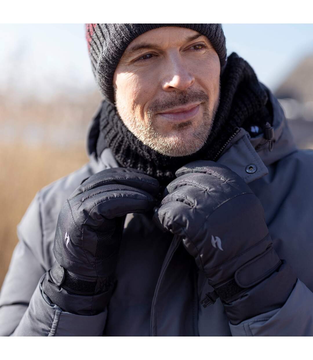 Mens Ski Set Neckwarmer Gloves & Thermal Ski Socks Winter Wear-4